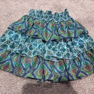 D-Signed Disney Blue and Green Patterned Skirt girls large